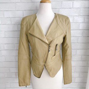 Tan Faux Leather Moto Jacket One Community Small
